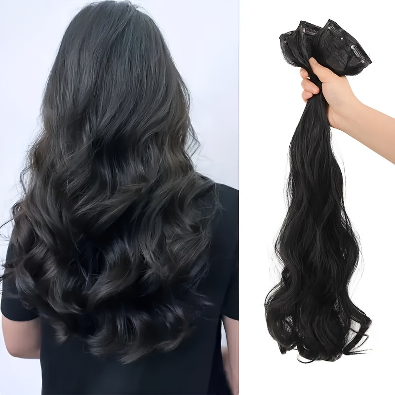 [Elegant Hair Extensions] 3pcs Elegant Women's Natural Wave Hair Extensions Set | Clip-In Wig Pieces, Soft & Fluffy, Lightweight Texture, Seamless Design - Perfect for Daily Wear & Parties