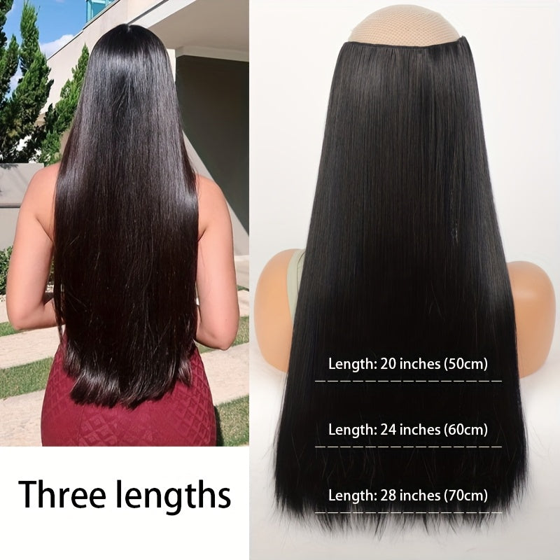5-Card Straight Hair Clip-In Extensions - Natural Black, High-Quality Synthetic Hair for Women, Easy to Style & Blend, Perfect for Everyday or Special Occasions, Hair Wigs, Versatile Hairpiece, Sleek Hairpiece, Heatresistant Hair