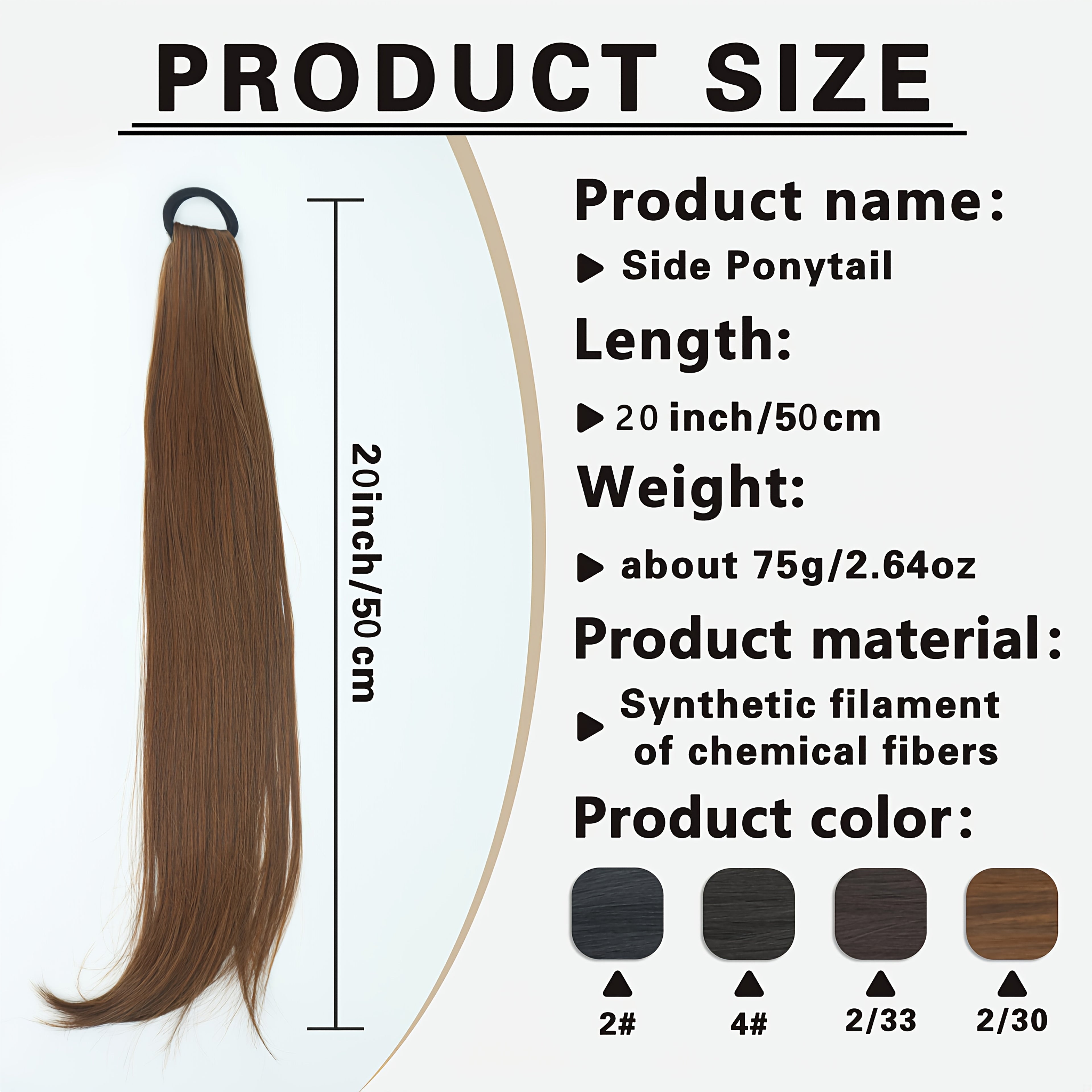 Elegant 50.8 cm hair piece with a Women's ponytail extension, universal synthetic long hair, naturally looking slightly curly, high elasticity loop, suitable for all ages, multiple styling options.