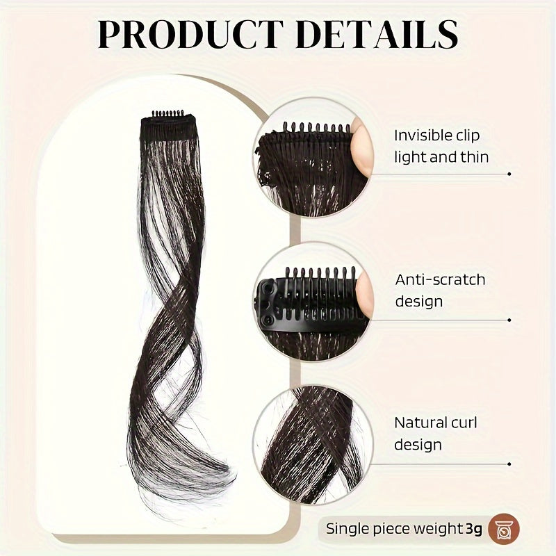 2pcs Side Swept Bangs Clip-In Wig Set with Long Sideburns - 30.48 cm Synthetic Hair Extensions for Women, Natural Body Wave, Perfect for Music Festivals, Christmas Parties & Everyday Use, Festive Hairpiece, Sleek Hairpiece, Secure Fit Hairpiece
