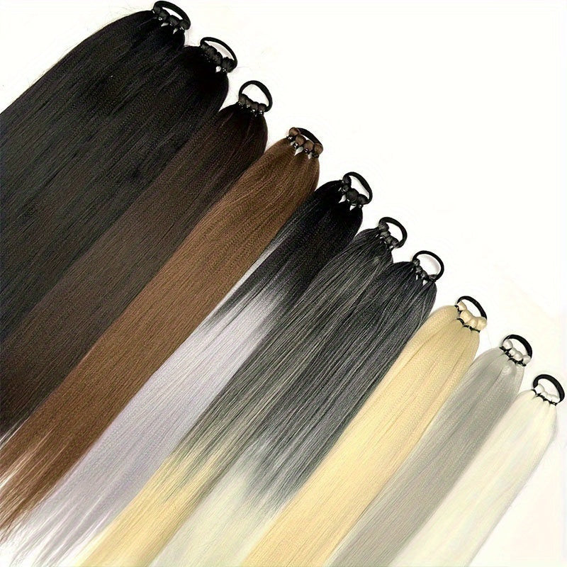 71.12cm Long Straight Synthetic Ponytail Extensions - Vibrant Colors, Secure Rubber Band Hair Ring for Braids, Wigs, and Everyday Styling, Ponytail Hair Extensions, Braided Hair Accessory, Vibrant Hairpiece