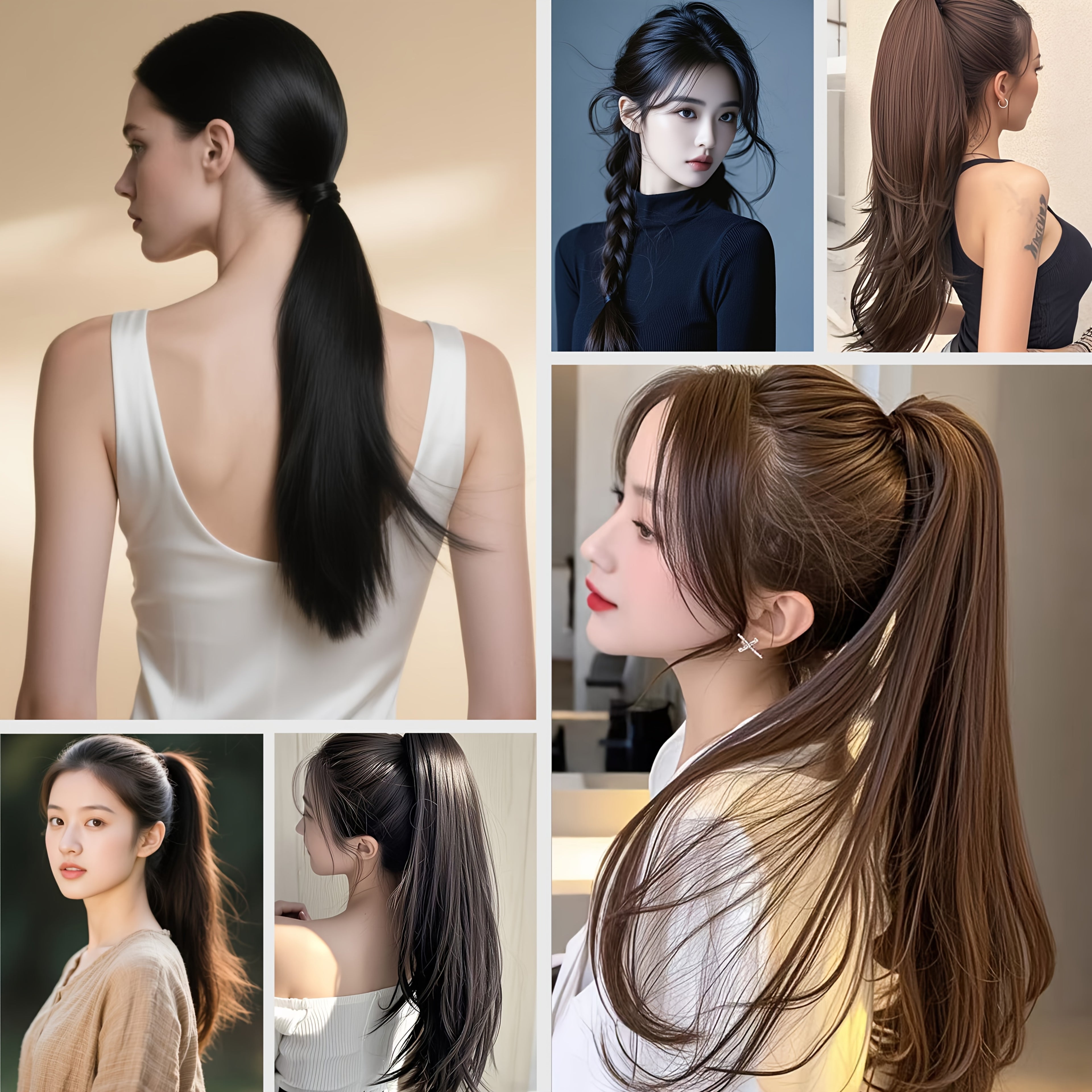 Elegant 50.8 cm hair piece with a Women's ponytail extension, universal synthetic long hair, naturally looking slightly curly, high elasticity loop, suitable for all ages, multiple styling options.