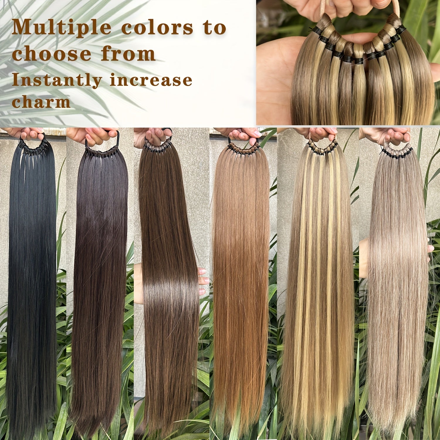 Long Straight Ponytail Extension Wrap Around Ponytail Clip in Hair Extensions, High-Temperature Resistant Synthetic Fiber Hairpiece, Easy to Wear for Daily Use, One Size Fits All Halloween