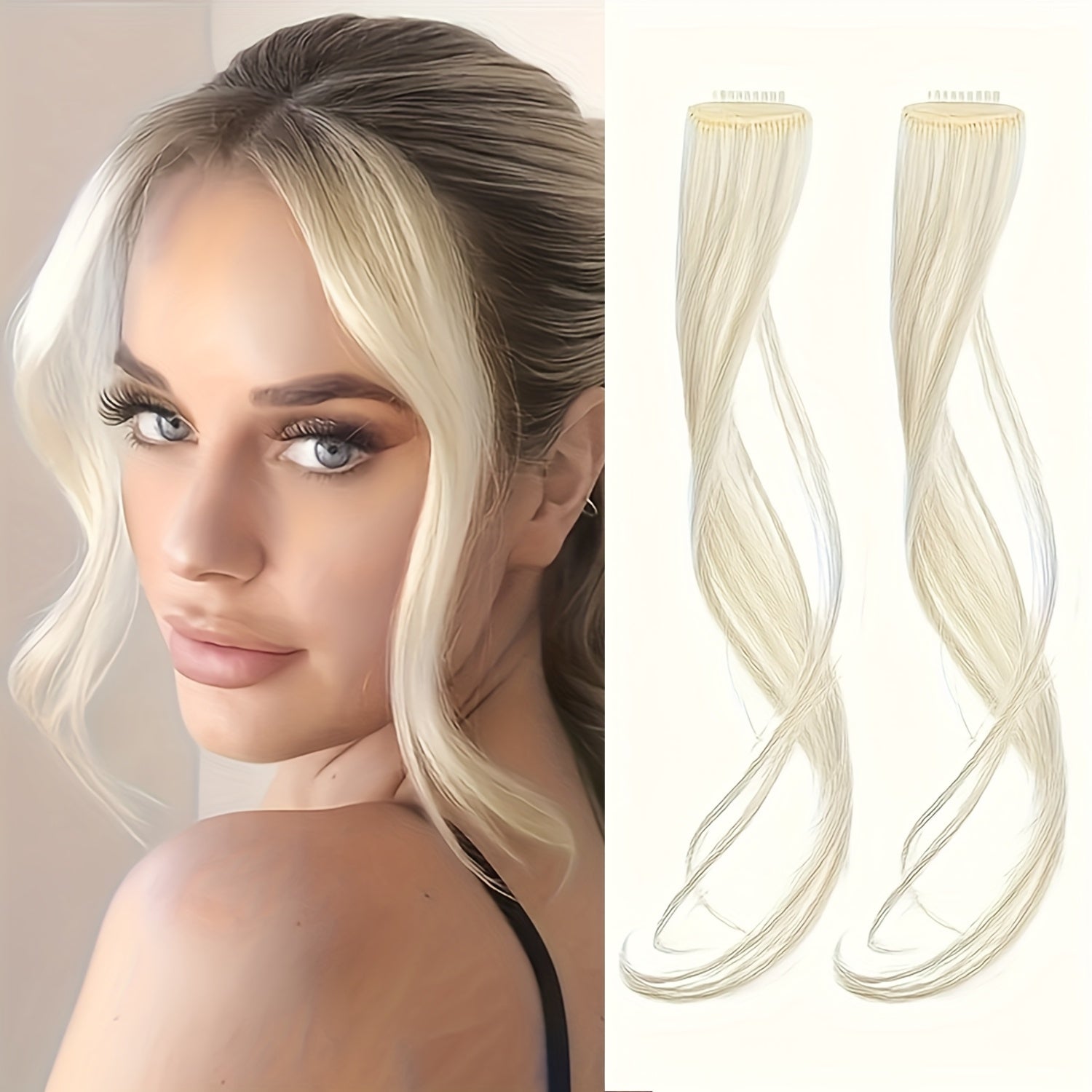 2pcs Side Swept Bangs Clip-In Wig Set with Long Sideburns - 30.48 cm Synthetic Hair Extensions for Women, Natural Body Wave, Perfect for Music Festivals, Christmas Parties & Everyday Use, Festive Hairpiece, Sleek Hairpiece, Secure Fit Hairpiece