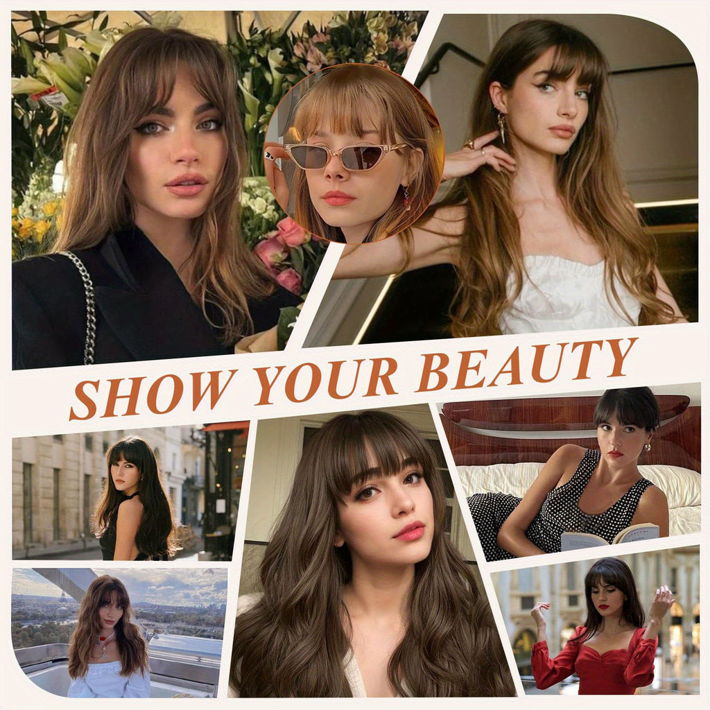 Women's Clip-in Human Hair Bangs - Natural Look Front Fringe Extensions, Easy to Apply No Glue Needed, Dark Brown/Black/, Straight Hairstyle for Everyday & Special Events - Salon-Quality Hairpiece for Added Volume & Dimension