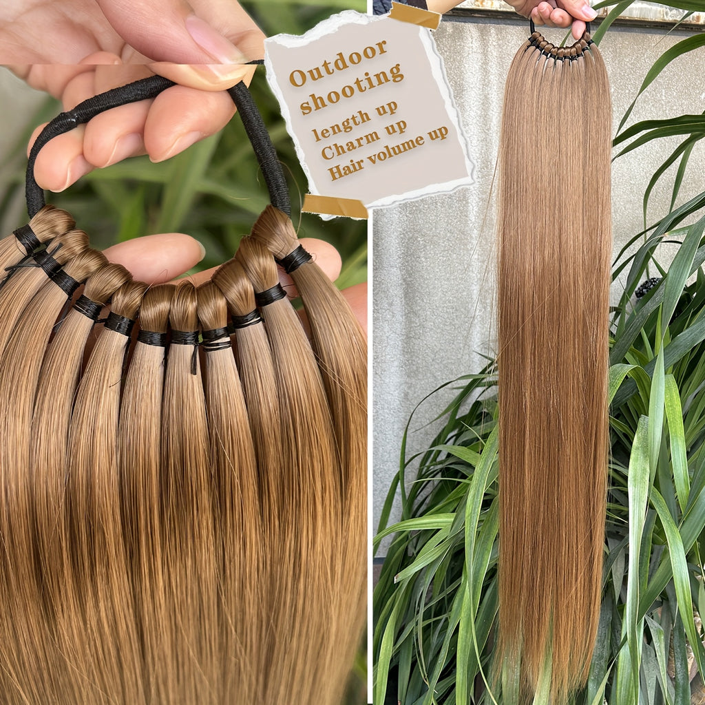 Long Straight Ponytail Extension Wrap Around Ponytail Clip in Hair Extensions, High-Temperature Resistant Synthetic Fiber Hairpiece, Easy to Wear for Daily Use, One Size Fits All Halloween