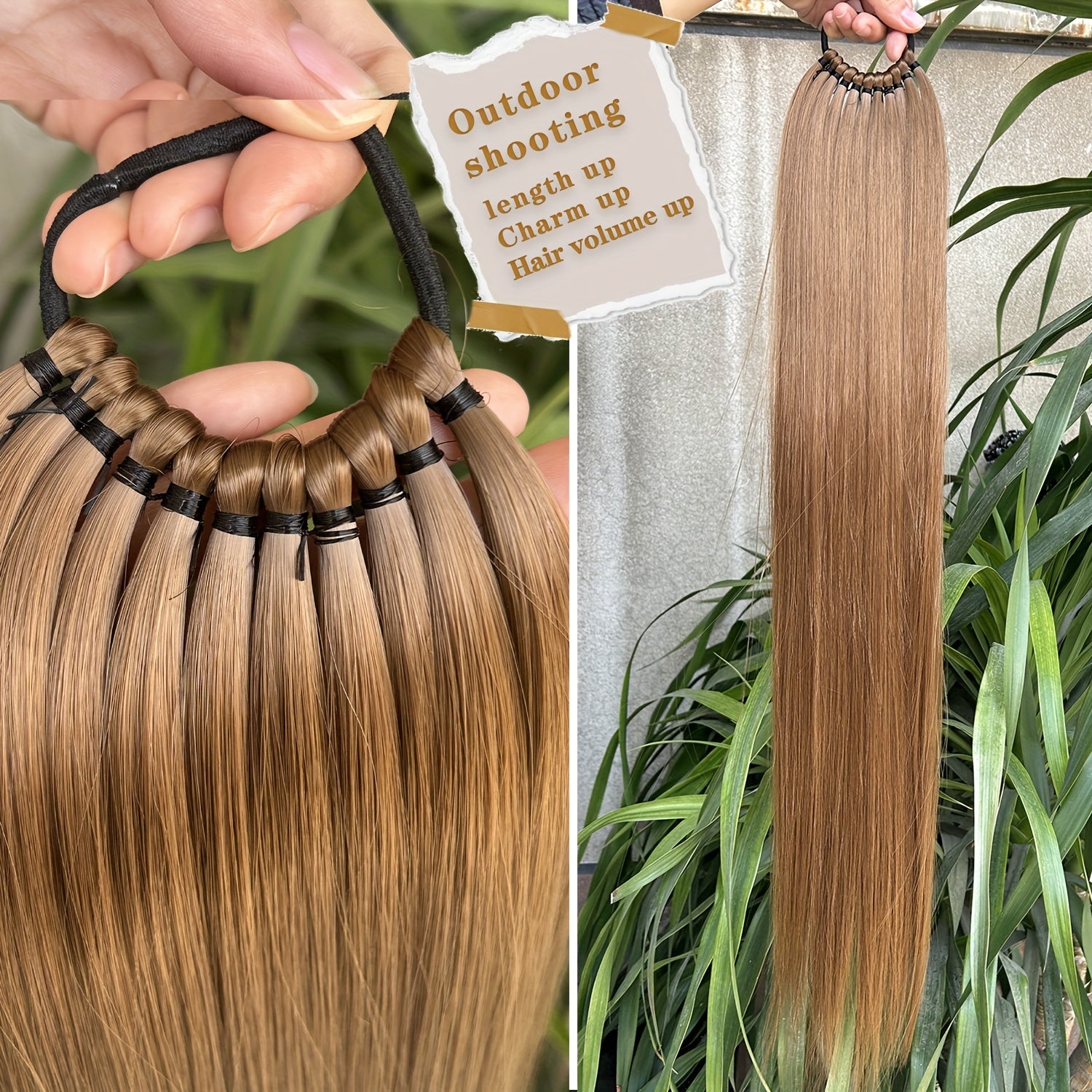Long Straight Ponytail Extension Wrap Around Ponytail Clip in Hair Extensions, High-Temperature Resistant Synthetic Fiber Hairpiece, Easy to Wear for Daily Use, One Size Fits All Halloween