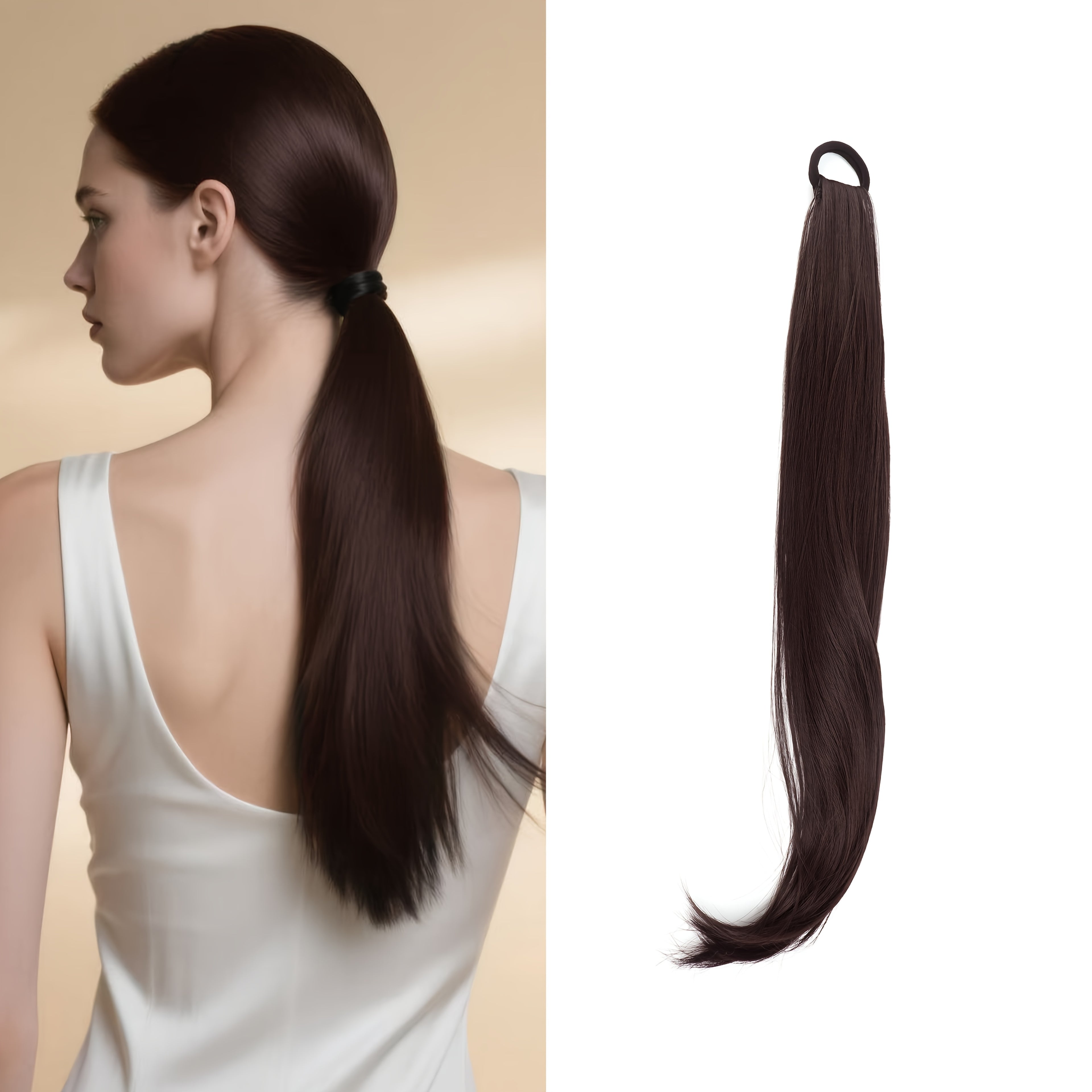 Elegant 50.8 cm hair piece with a Women's ponytail extension, universal synthetic long hair, naturally looking slightly curly, high elasticity loop, suitable for all ages, multiple styling options.
