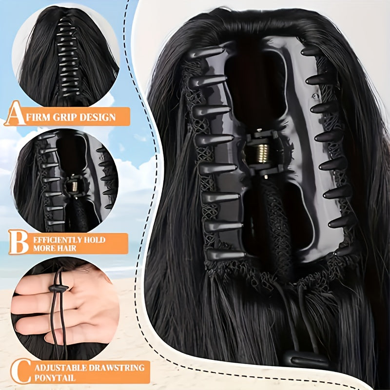 45.72cm Women's Clip-In Ponytail Extension - Heat-Resistant Synthetic Hair for Parties, Cosplay & Special Events - Natural Look, Easy to Style, Fits All Ethnicities