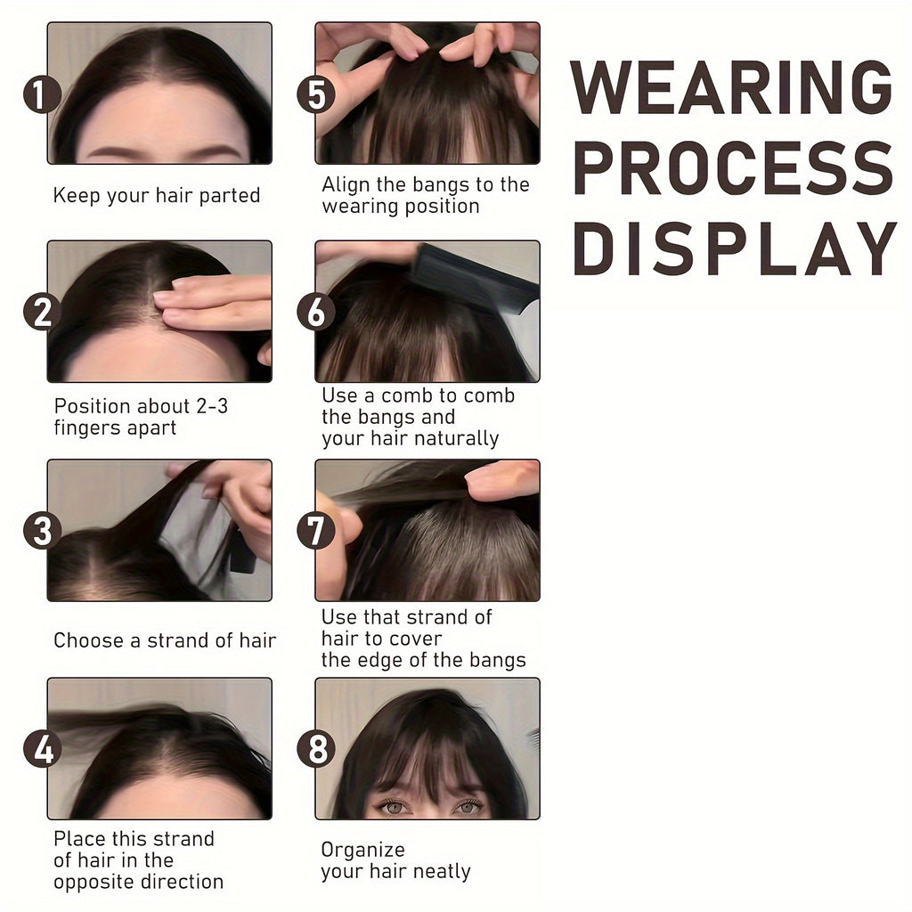 Women's Clip-in Human Hair Bangs - Natural Look Front Fringe Extensions, Easy to Apply No Glue Needed, Dark Brown/Black/, Straight Hairstyle for Everyday & Special Events - Salon-Quality Hairpiece for Added Volume & Dimension