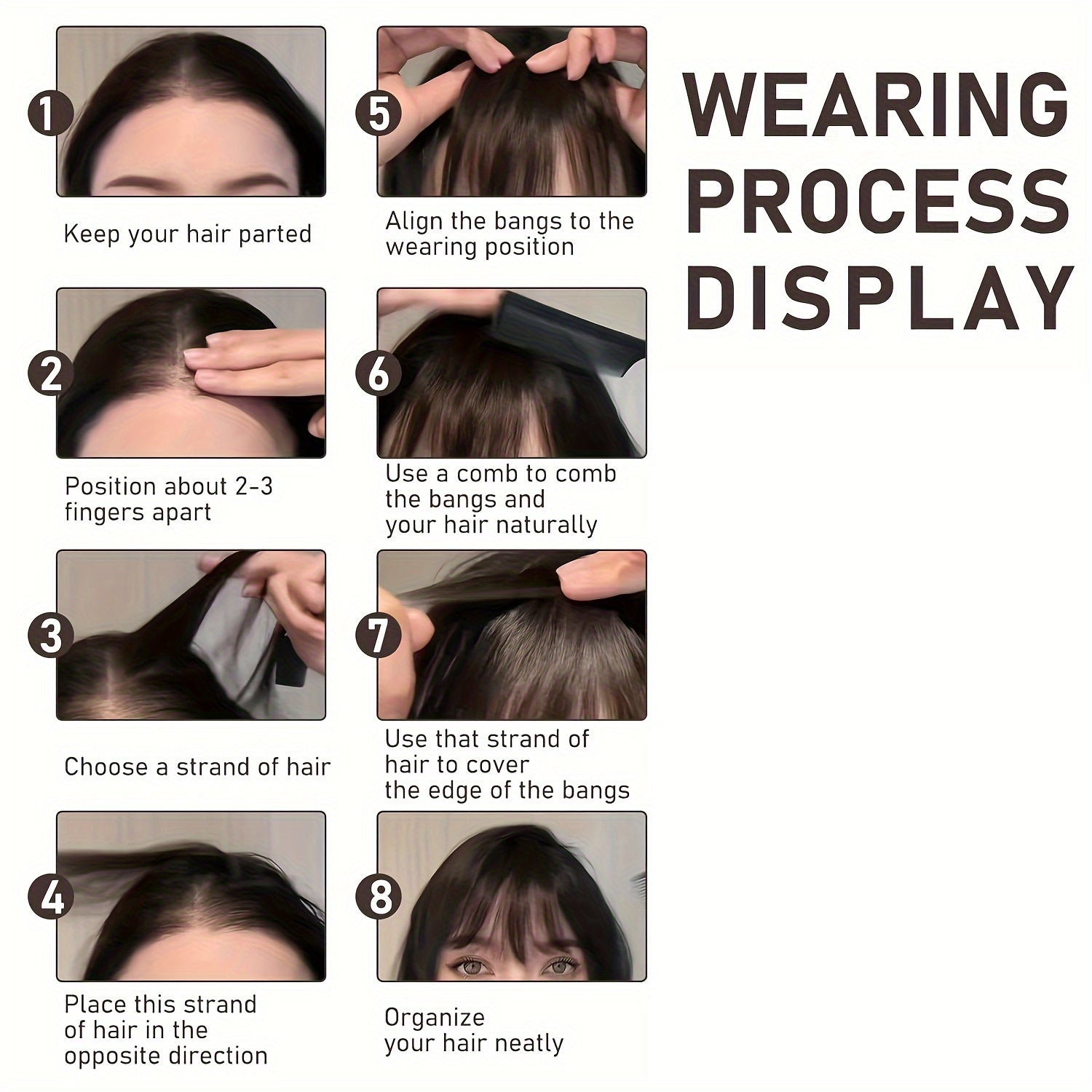 Women's Clip-in Human Hair Bangs - Natural Look Front Fringe Extensions, Easy to Apply No Glue Needed, Dark Brown/Black/, Straight Hairstyle for Everyday & Special Events - Salon-Quality Hairpiece for Added Volume & Dimension
