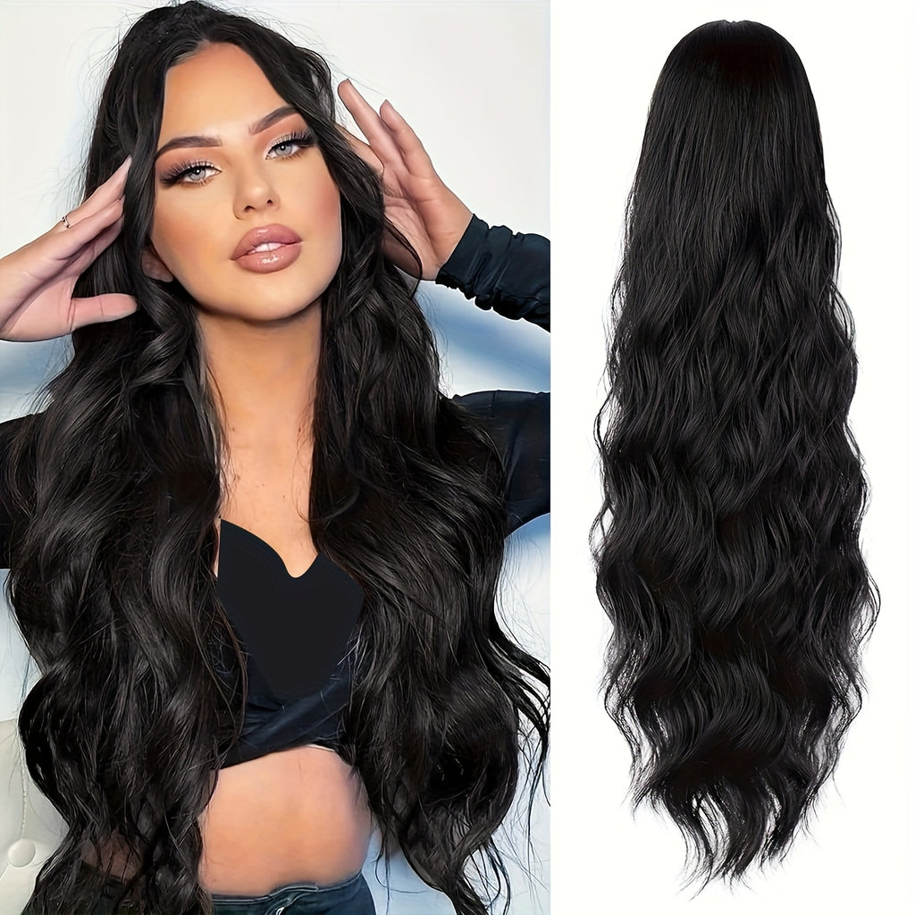 YUSULAXI Women'S 24-Inch Long Wavy Drawstring Ponytail Extension, High Temperature Fiber Synthetic Hairpiece for Daily Use