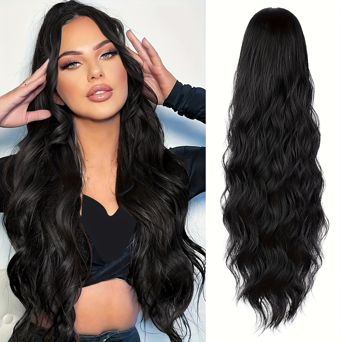YUSULAXI Women'S 24-Inch Long Wavy Drawstring Ponytail Extension, High Temperature Fiber Synthetic Hairpiece for Daily Use