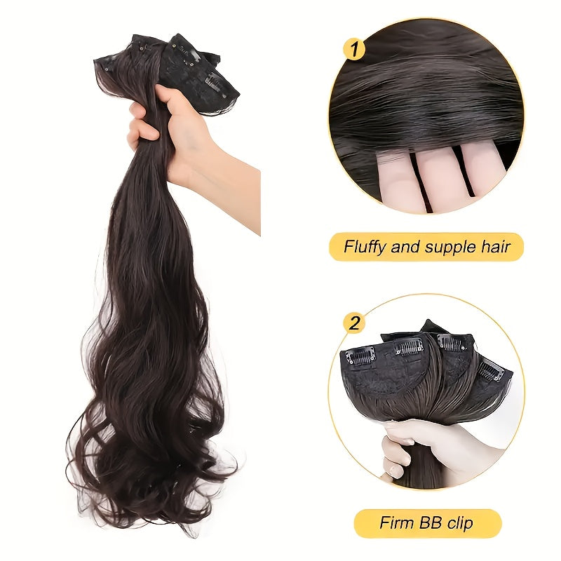 [Elegant Hair Extensions] 3pcs Elegant Women's Natural Wave Hair Extensions Set | Clip-In Wig Pieces, Soft & Fluffy, Lightweight Texture, Seamless Design - Perfect for Daily Wear & Parties