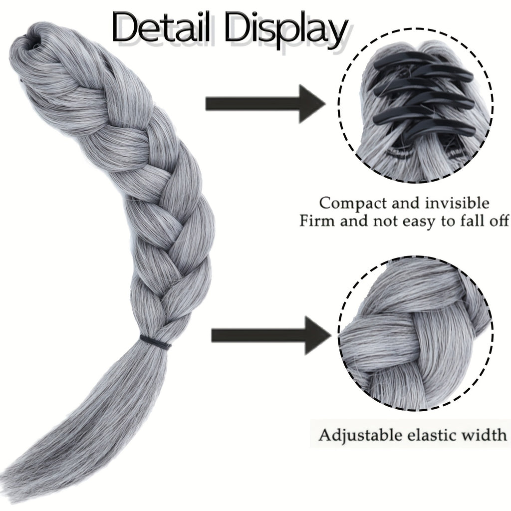MERISIHAIR Women'S Synthetic Straight Ponytail Braided Hair Extensions - Natural Look with Claw Clips, Secure Hold for Halloween, Weddings, Parties & Everyday Use, Ponytail Hair Extensions, Party Hairpiece, Secure Clip Attachment