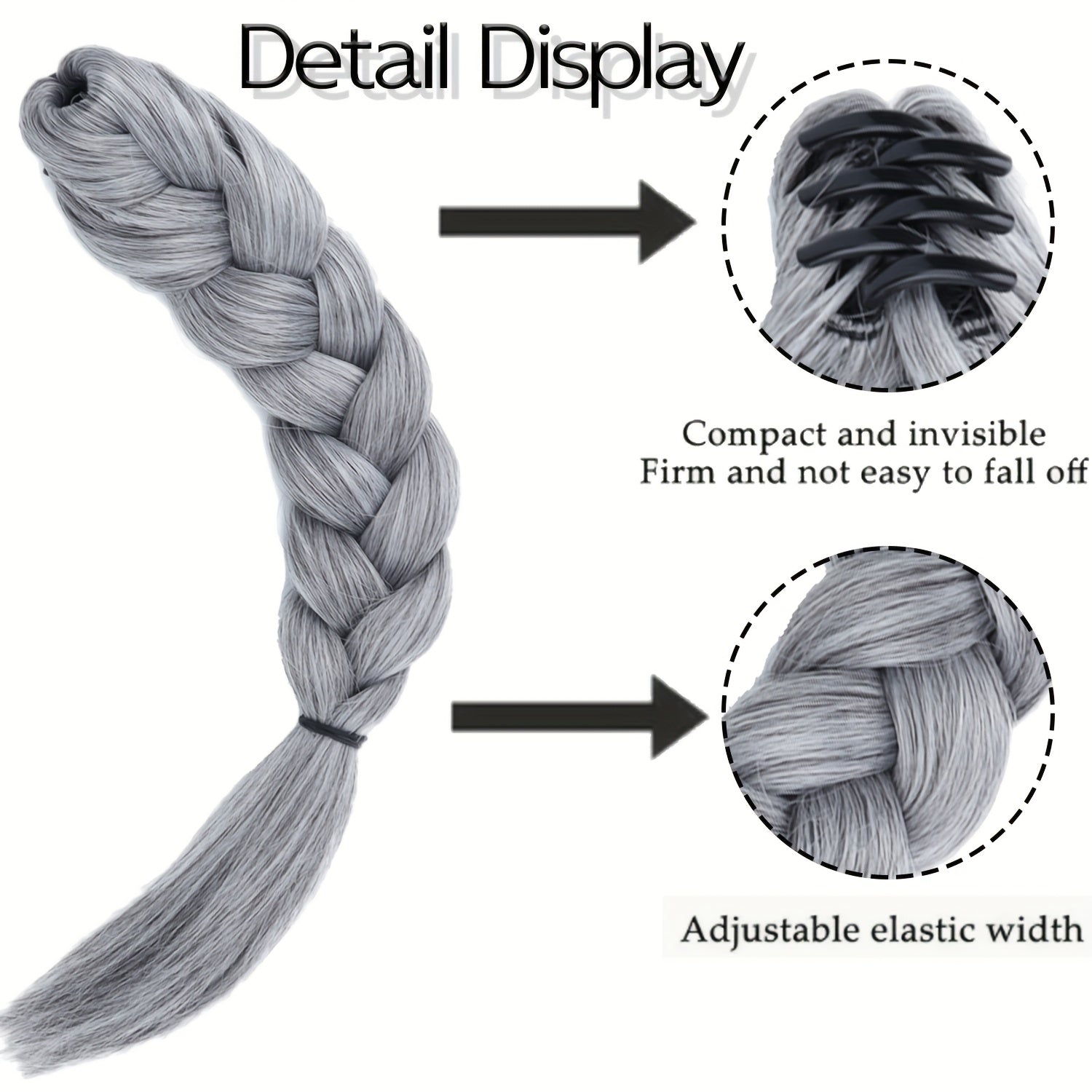MERISIHAIR Women'S Synthetic Straight Ponytail Braided Hair Extensions - Natural Look with Claw Clips, Secure Hold for Halloween, Weddings, Parties & Everyday Use, Ponytail Hair Extensions, Party Hairpiece, Secure Clip Attachment