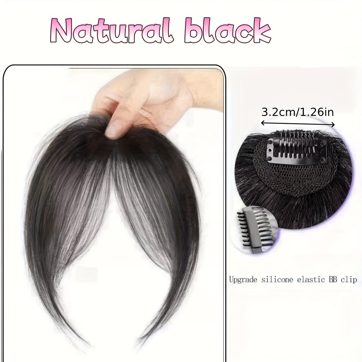 1pc Elegant Synthetic Bangs Hair Clip, Natural Full Bangs Hair Accessories for Daily Wear, Deep Brown, Black, Bangs Hair Accessories