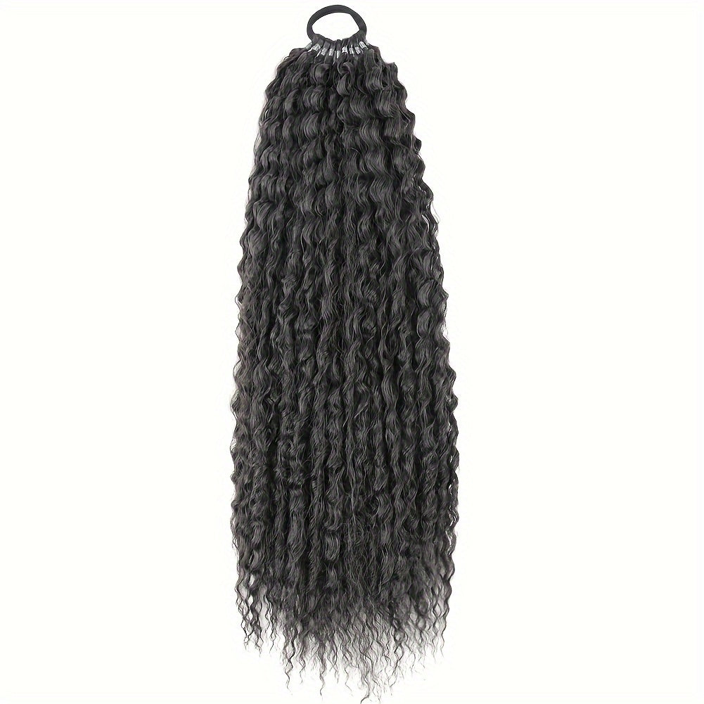20-Inch Long Curly Fluffy Ponytail Extension with a Drawstring for Women, Featuring Clip-In Synthetic Hair