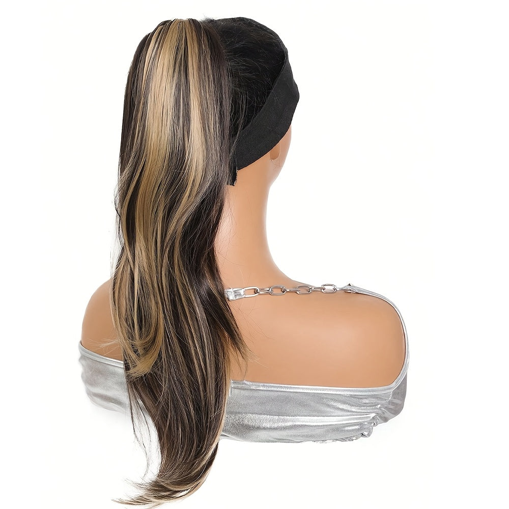 18" Claw Clip Ponytail Extension for Women - Long Curly Heat-Resistant Synthetic Hair, Versatile 23.6" Long Ponytail with Bangs, Perfect for All Users, Everyday Stylish Hairpiece|Natural Look Ponytail|Heatresistant Fiber