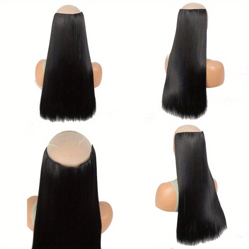 5-Card Straight Hair Clip-In Extensions - Natural Black, High-Quality Synthetic Hair for Women, Easy to Style & Blend, Perfect for Everyday or Special Occasions, Hair Wigs, Versatile Hairpiece, Sleek Hairpiece, Heatresistant Hair