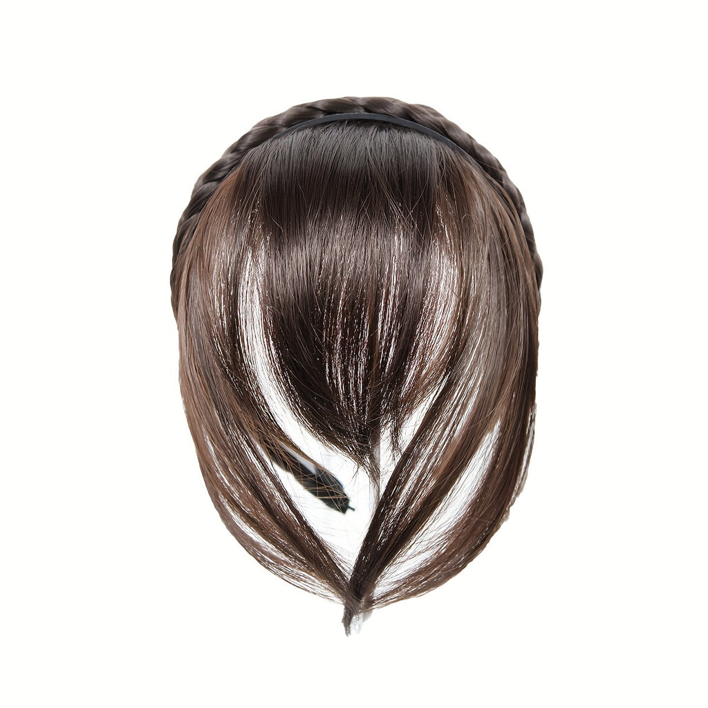 Twist Braid Headband With Bangs Short Straight Synthetic Hair Bangs With Hair Hoop Hair Accessories Halloween Christmas