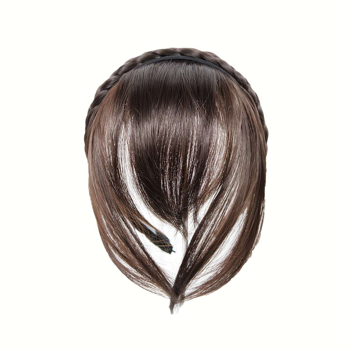 Twist Braid Headband With Bangs Short Straight Synthetic Hair Bangs With Hair Hoop Hair Accessories Halloween Christmas