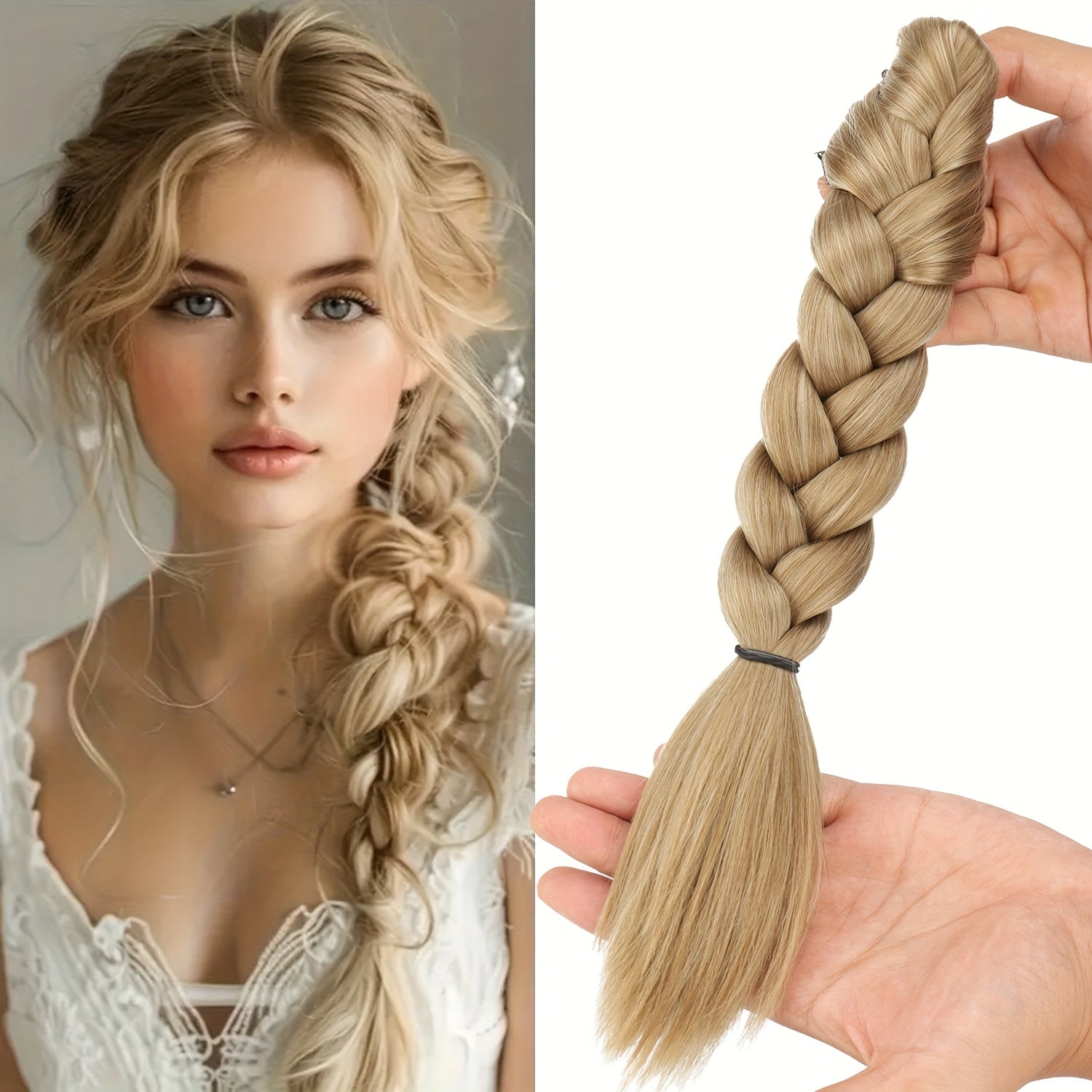 MERISIHAIR Women'S Synthetic Straight Ponytail Braided Hair Extensions - Natural Look with Claw Clips, Secure Hold for Halloween, Weddings, Parties & Everyday Use, Ponytail Hair Extensions, Party Hairpiece, Secure Clip Attachment