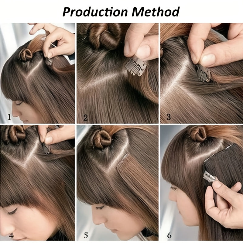 Elegant Women'S Long Straight Hair Extensions - Heat-Resistant, Synthetic Clips for Blonde & Black Hair, Daily Use, Stylish Hairpiece | Heatresistant Hairpiece | Durable Hairpiece