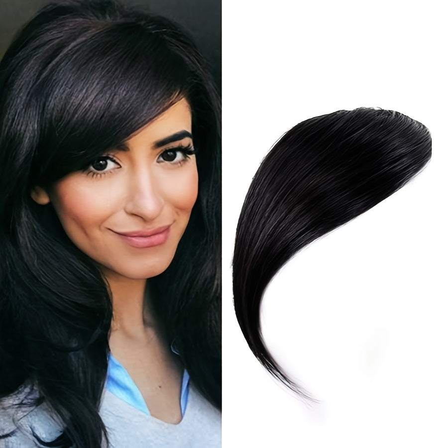 Women's Basic Style Clip-In Side Swept Bangs Extension, Thick Natural-Looking Fringe, Synthetic Straight Hair, Suitable for All Users