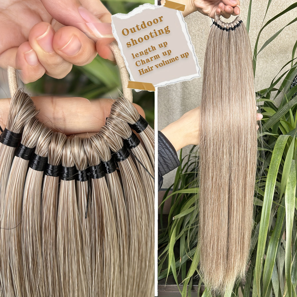 Long Straight Ponytail Extension Wrap Around Ponytail Clip in Hair Extensions, High-Temperature Resistant Synthetic Fiber Hairpiece, Easy to Wear for Daily Use, One Size Fits All Halloween