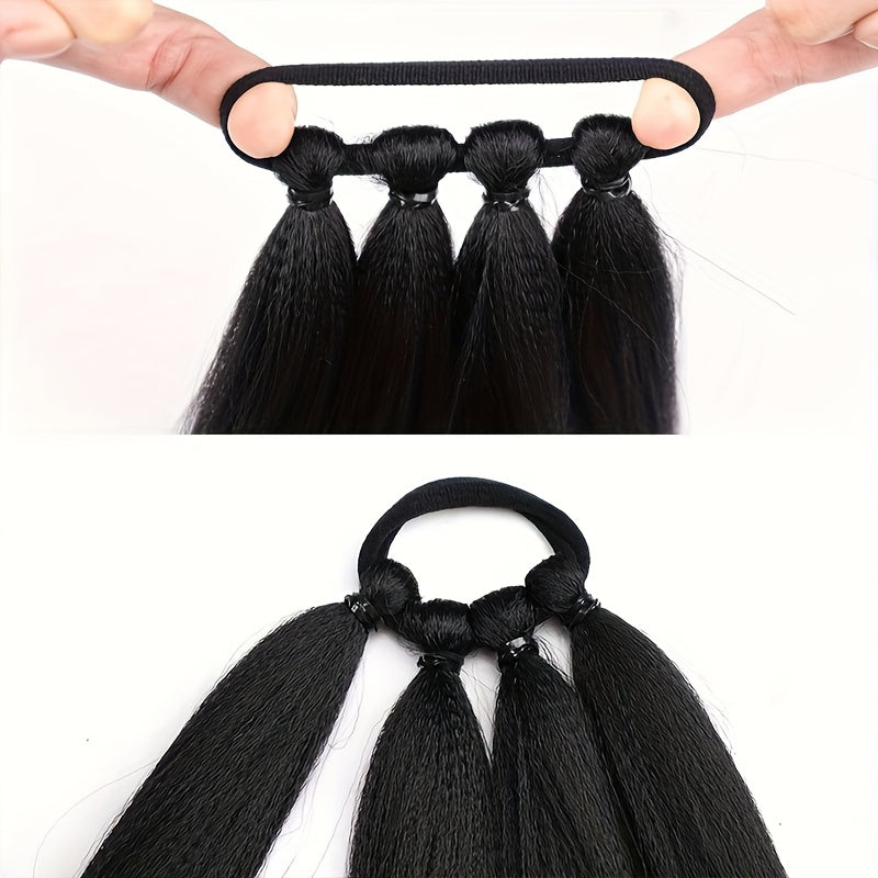 71.12cm Long Straight Synthetic Ponytail Extensions - Vibrant Colors, Secure Rubber Band Hair Ring for Braids, Wigs, and Everyday Styling, Ponytail Hair Extensions, Braided Hair Accessory, Vibrant Hairpiece