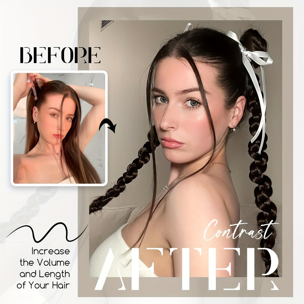 2pcs Y2K Style 66.04 cm Heat-Resistant Synthetic Ponytail Extensions for Women & Girls with Thin Hair - Japanese Korean Inspired Braid Hair Extensions for Volume & Length, Hair Accessories