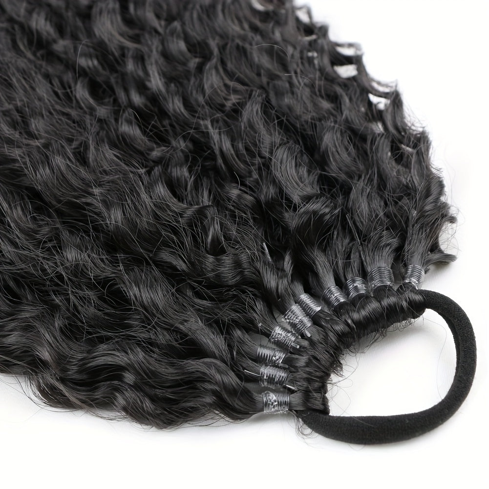 20-Inch Long Curly Fluffy Ponytail Extension with a Drawstring for Women, Featuring Clip-In Synthetic Hair