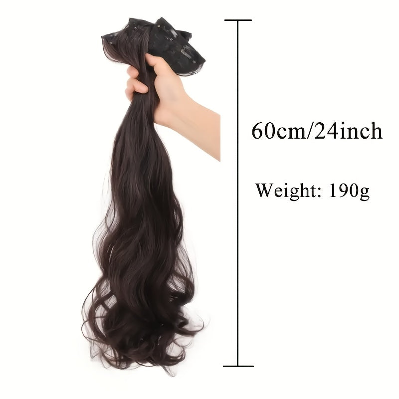 [Elegant Hair Extensions] 3pcs Elegant Women's Natural Wave Hair Extensions Set | Clip-In Wig Pieces, Soft & Fluffy, Lightweight Texture, Seamless Design - Perfect for Daily Wear & Parties