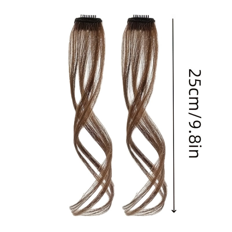 2pcs Elegant Body Wave Clip-In Hair Extensions, High Temperature Fiber, Women'S Side Bangs, Christmas Music Festival Hairpiece