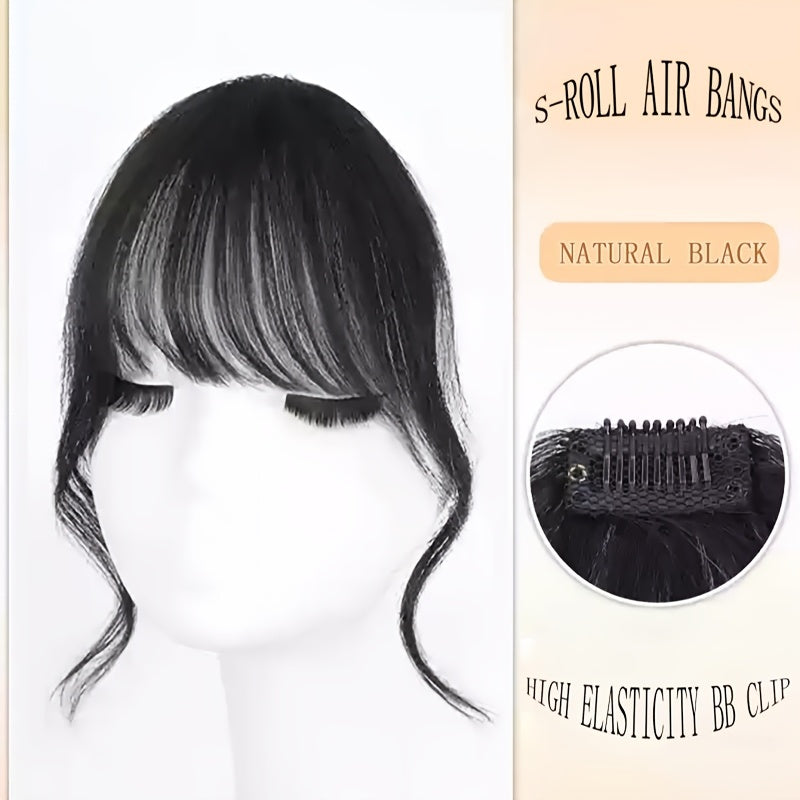 1pc Elegant Synthetic Bangs Hair Clip, Natural Full Bangs Hair Accessories for Daily Wear, Deep Brown, Black, Bangs Hair Accessories