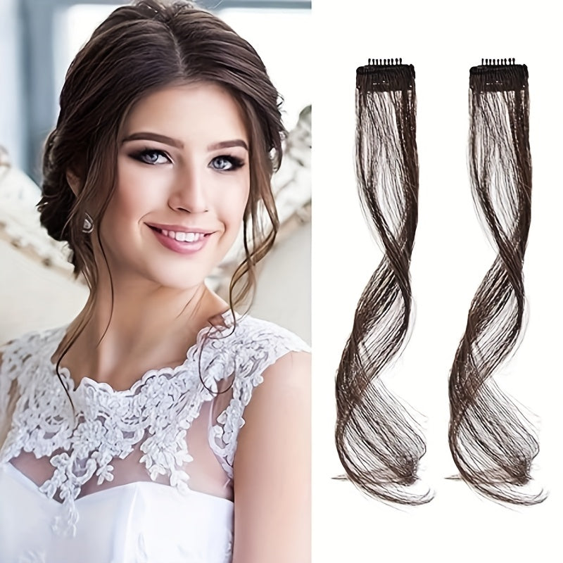 2pcs Elegant Body Wave Clip-In Hair Extensions, High Temperature Fiber, Women'S Side Bangs, Christmas Music Festival Hairpiece