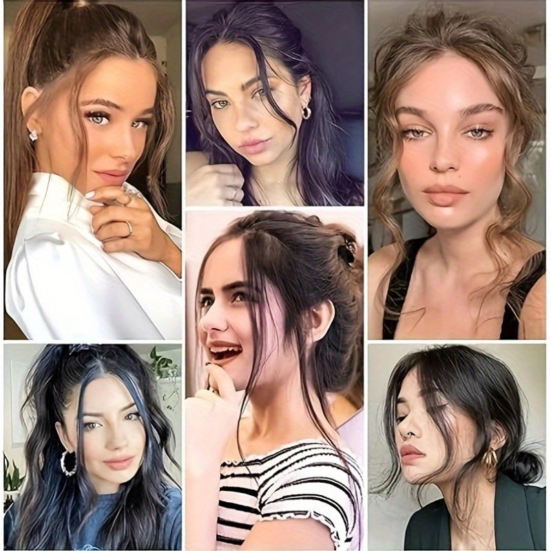 2pcs Elegant Body Wave Clip-In Hair Extensions, High Temperature Fiber, Women'S Side Bangs, Christmas Music Festival Hairpiece