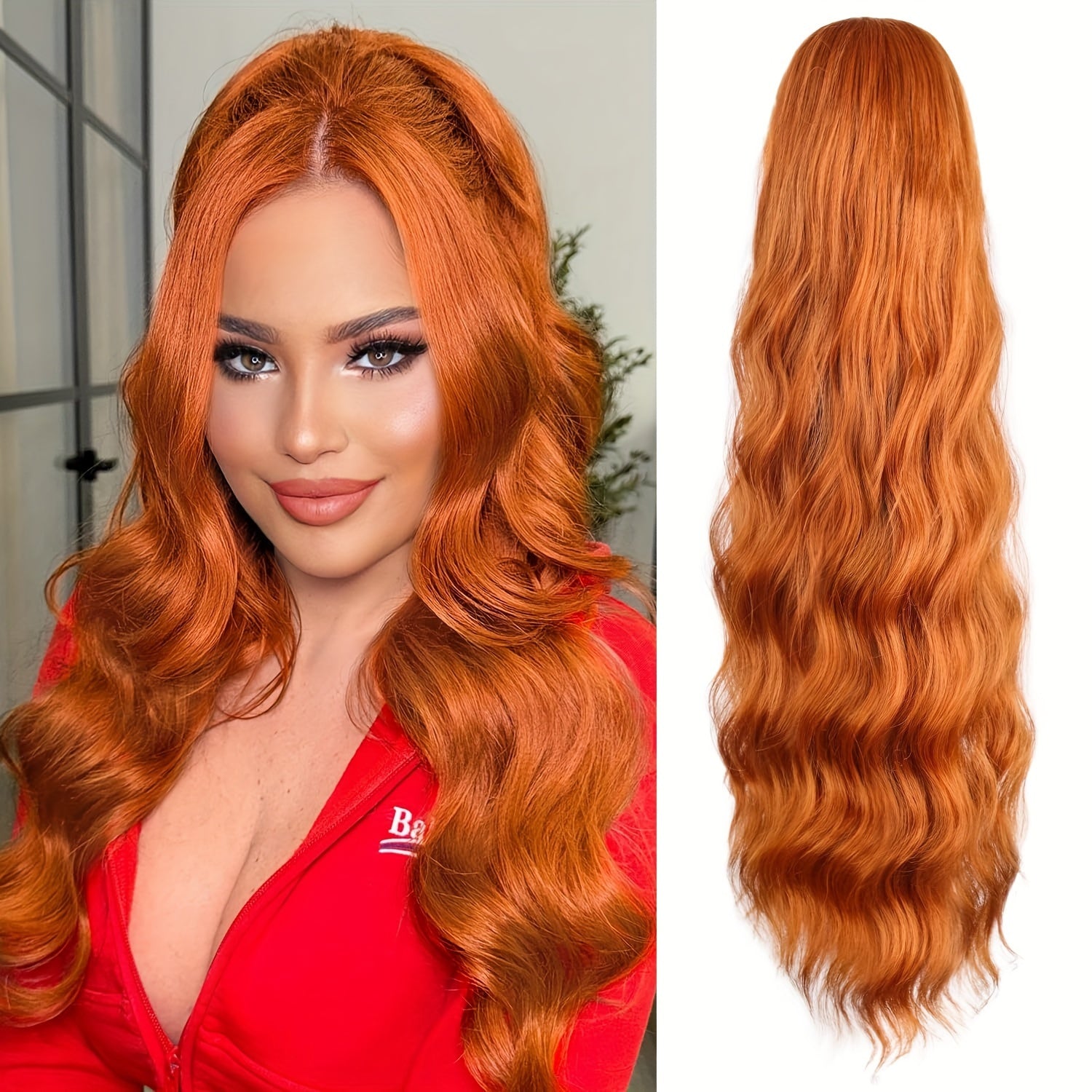 YUSULAXI Women'S 24-Inch Long Wavy Drawstring Ponytail Extension, High Temperature Fiber Synthetic Hairpiece for Daily Use