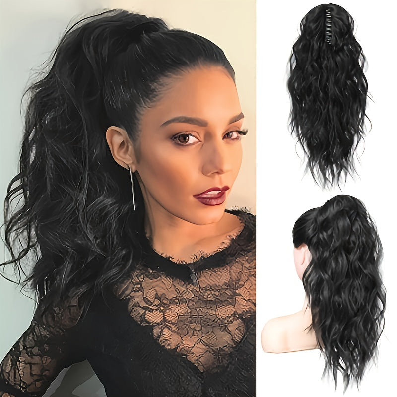 45.72cm Women's Clip-In Ponytail Extension - Heat-Resistant Synthetic Hair for Parties, Cosplay & Special Events - Natural Look, Easy to Style, Fits All Ethnicities