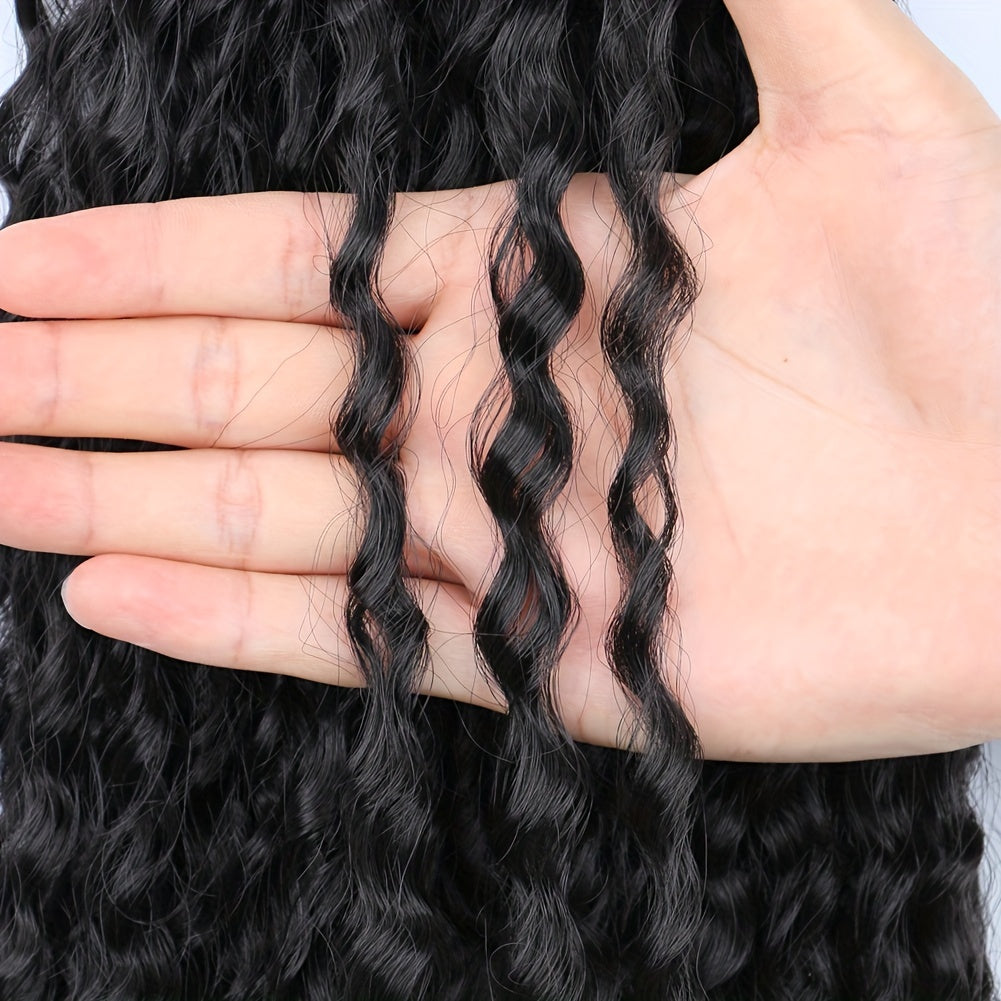 20-Inch Long Curly Fluffy Ponytail Extension with a Drawstring for Women, Featuring Clip-In Synthetic Hair