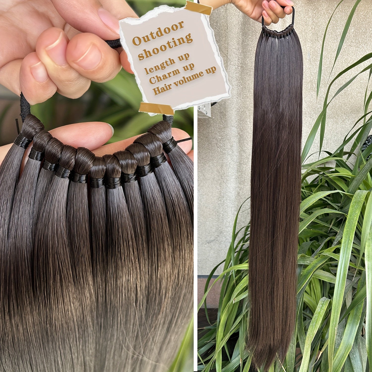 Long Straight Ponytail Extension Wrap Around Ponytail Clip in Hair Extensions, High-Temperature Resistant Synthetic Fiber Hairpiece, Easy to Wear for Daily Use, One Size Fits All Halloween