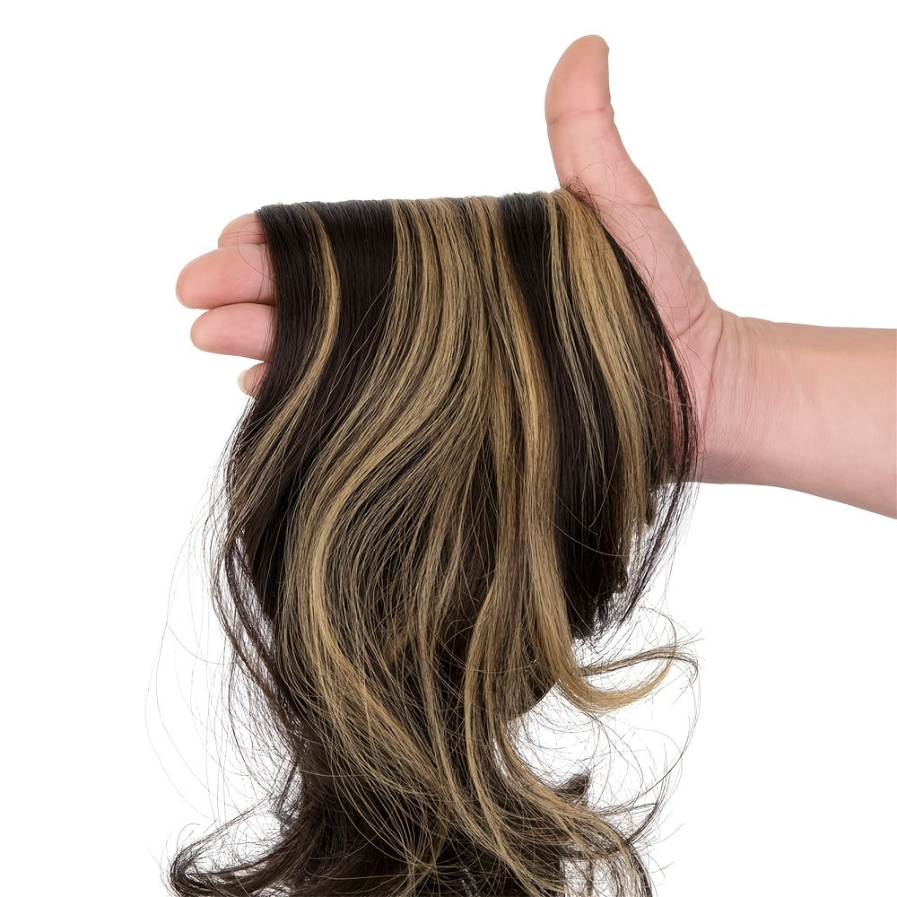 18" Claw Clip Ponytail Extension for Women - Long Curly Heat-Resistant Synthetic Hair, Versatile 23.6" Long Ponytail with Bangs, Perfect for All Users, Everyday Stylish Hairpiece|Natural Look Ponytail|Heatresistant Fiber