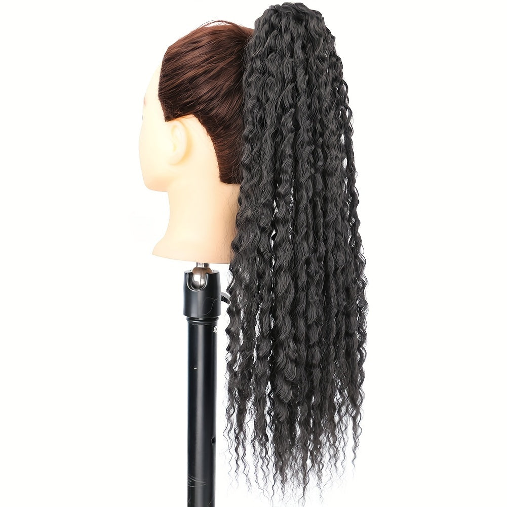 20-Inch Long Curly Fluffy Ponytail Extension with a Drawstring for Women, Featuring Clip-In Synthetic Hair