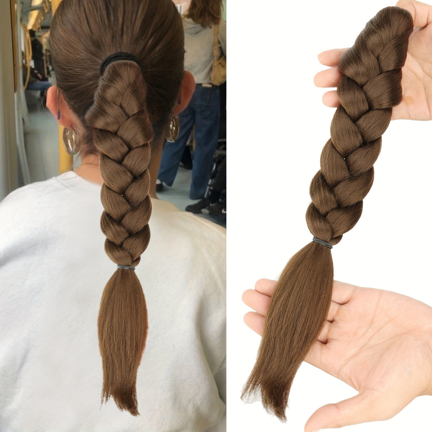 MERISIHAIR Women'S Synthetic Straight Ponytail Braided Hair Extensions - Natural Look with Claw Clips, Secure Hold for Halloween, Weddings, Parties & Everyday Use, Ponytail Hair Extensions, Party Hairpiece, Secure Clip Attachment