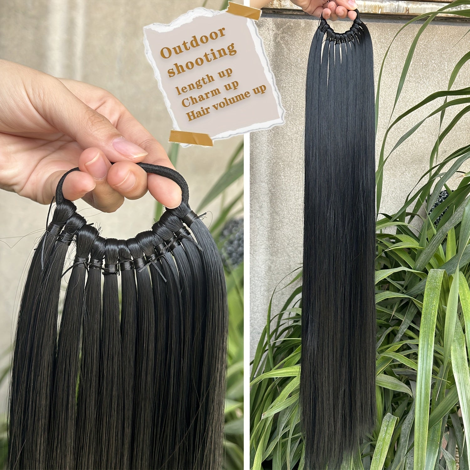 Long Straight Ponytail Extension Wrap Around Ponytail Clip in Hair Extensions, High-Temperature Resistant Synthetic Fiber Hairpiece, Easy to Wear for Daily Use, One Size Fits All Halloween