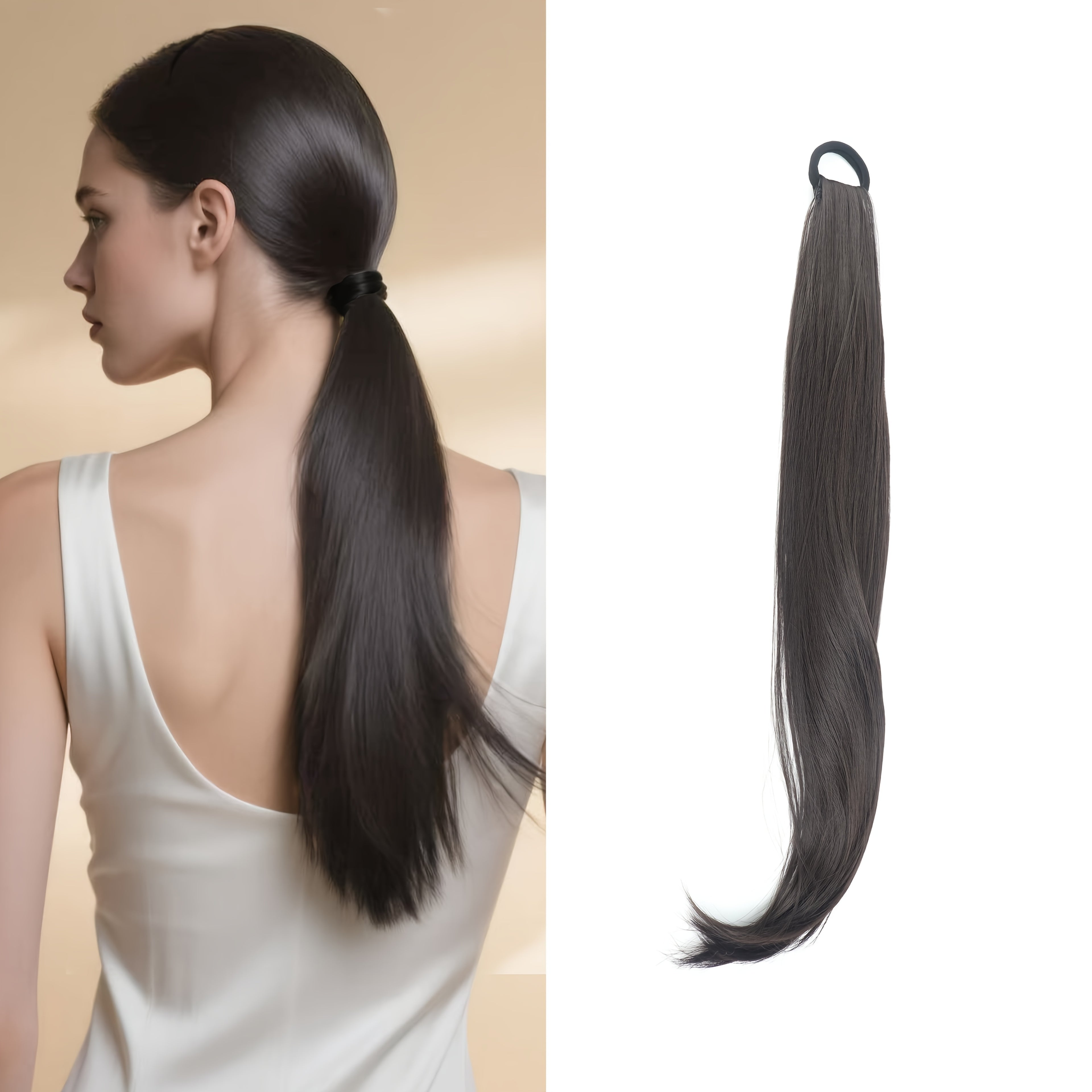 Elegant 50.8 cm hair piece with a Women's ponytail extension, universal synthetic long hair, naturally looking slightly curly, high elasticity loop, suitable for all ages, multiple styling options.