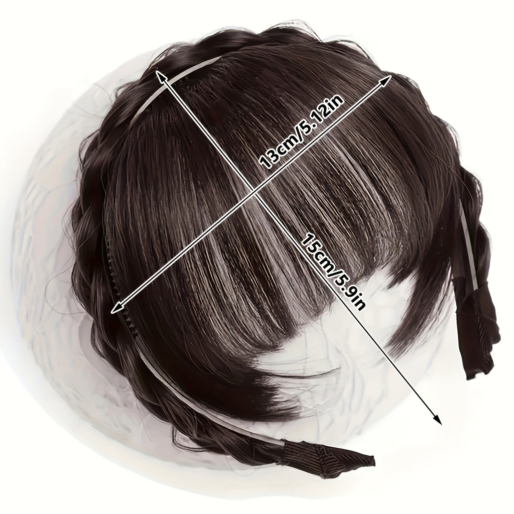 Twist Braid Headband With Bangs Short Straight Synthetic Hair Bangs With Hair Hoop Hair Accessories Halloween Christmas