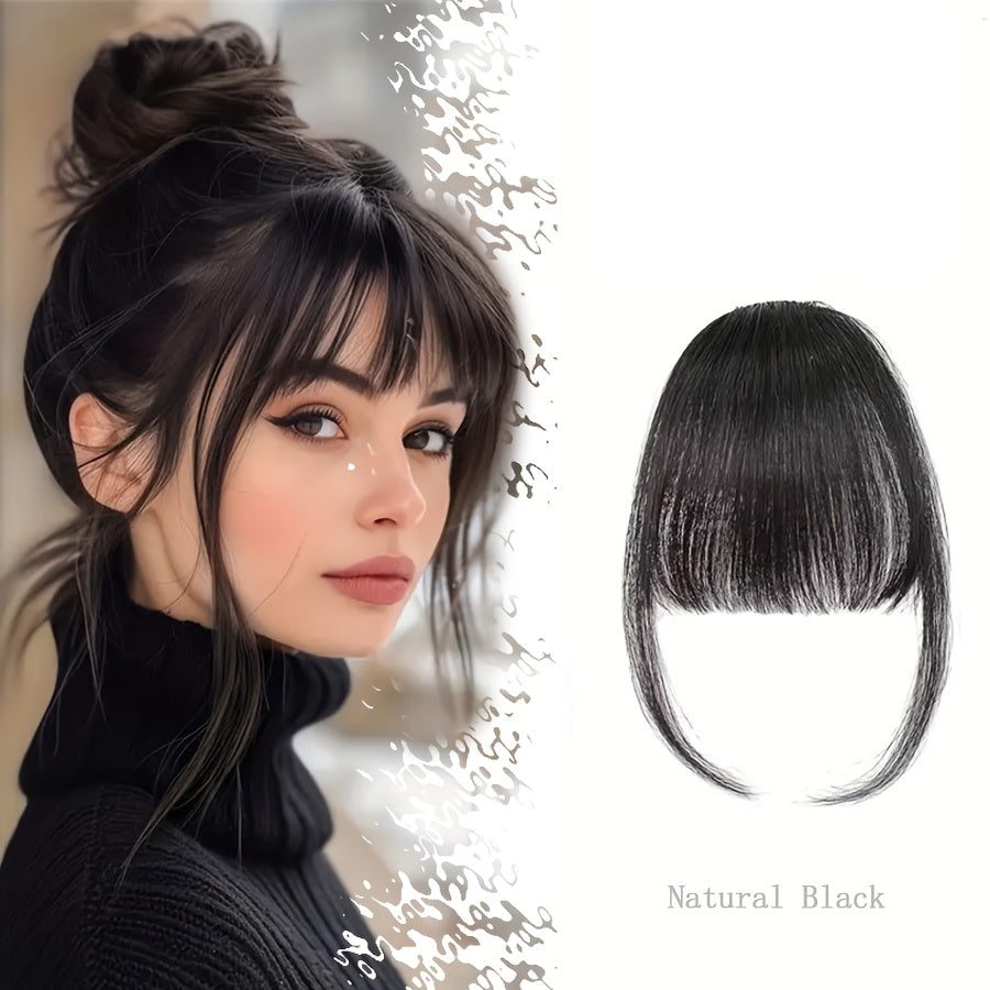 1pc Elegant Synthetic Bangs Hair Clip, Natural Full Bangs Hair Accessories for Daily Wear, Deep Brown, Black, Bangs Hair Accessories