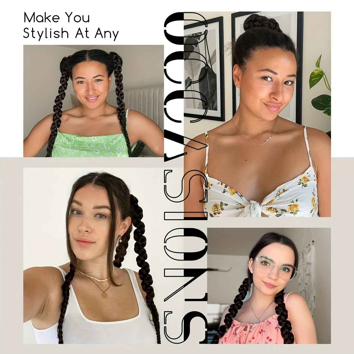2pcs Y2K Style 66.04 cm Heat-Resistant Synthetic Ponytail Extensions for Women & Girls with Thin Hair - Japanese Korean Inspired Braid Hair Extensions for Volume & Length, Hair Accessories